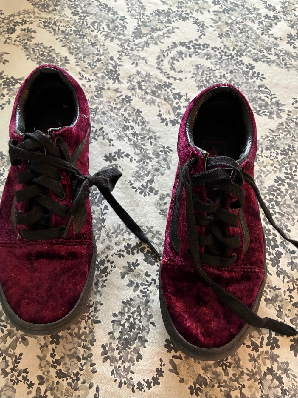 Vans Burgundy Velvet Low Top Sneakers
